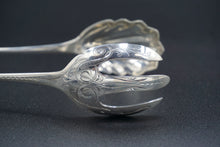 Load image into Gallery viewer, Peter Krider Coin Silver Salad Tongs Philadelphia c. 1821-60
