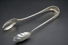 Load image into Gallery viewer, Peter Krider Coin Silver Salad Tongs Philadelphia c. 1821-60
