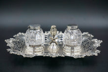 Load image into Gallery viewer, English Sterling Silver Figural Owl Double Inkstand Sheffield 1856
