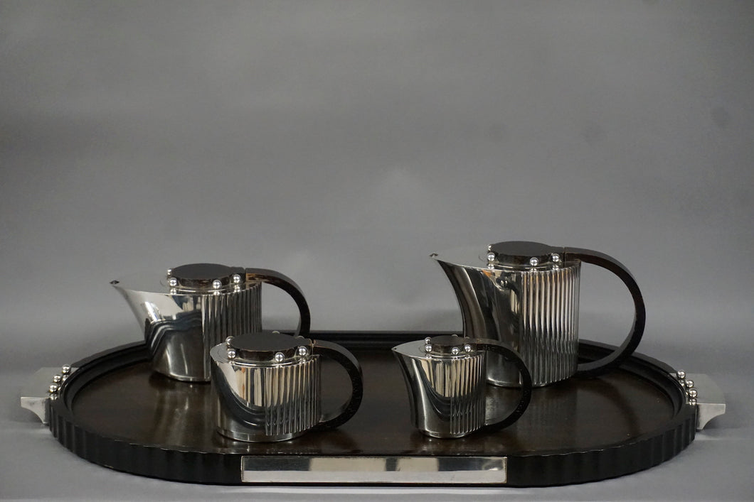 Puiforcat French Silverplate Art Deco 5 Piece Coffee / Tea Service