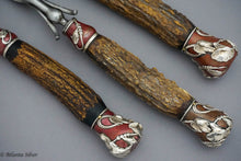 Load image into Gallery viewer, Mixed Metals Copper &amp; Sterling Silver Stag Handle Carving Set
